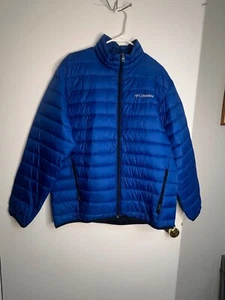 Columbia gefütterte Jacke Herren groß blau Daunenfüllung Wandern Polyester Stehkragen - Bild 1 von 8