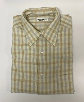 Camisa de vestir Lorenzini Barneys New York para hombre talla pequeña a cuadros a rayas nueva con etiquetas Foto 1 de 2
