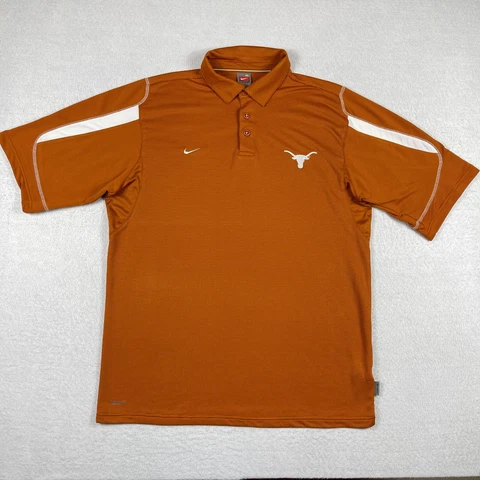 Texas Longhorns Polo Shirt Mens XL Orange White Nike Team NCAA Football Golf Cover