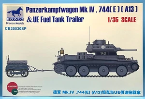 BRONCO 1/35 CB35030SP Panzerkampfwagen Mk IV, 744(E) (A13) & UE Trailer - Foto 1 di 4