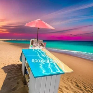 Ocean Wave Beach Dining Table Top Housewarming Kitchen Slab Furniture Garden Dec - Picture 1 of 9