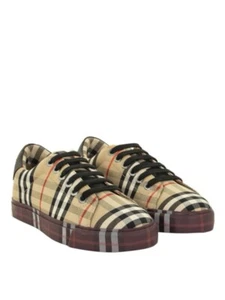 BURBERRY Women Beige ALBRIDGE Low Top Check Sneakers Size EU 41 - Picture 1 of 6