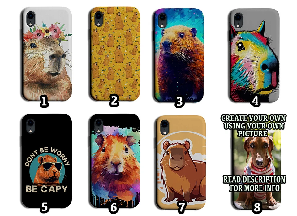 Capybara Phone Case Cover Capybaras Face Design Funny Animal Large Rodent Fun — 第 1/1 张图片
