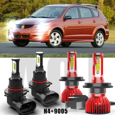 For Pontiac Vibe 2003-2008 4pc LED Headlight High-Lo Beam + Fog Light Bulbs Kit Foto 1 de 4
