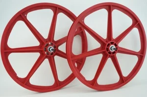 Skyway BMX 24" Tuff Wheels RED cruiser NEW wheelset sealed bearings 3/8" axles - Picture 1 of 4