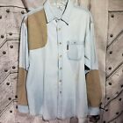 Vintage Columbia Mens Medium Long Sleeve Collared Casual Shirt Brown Patches 