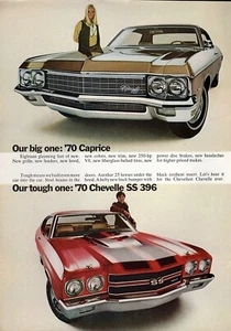1970 Chevy Chevelle SS 396 & Caprice 350 Original Color Print Ad - Picture 1 of 1