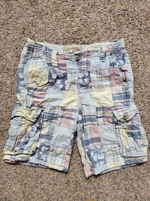 Hollister Cargo Shorts Men 31 Patchwork Y2k Vtg Baggy Button Fly Distressed Cool - Image 1 of 4