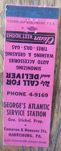 ATLANTIC GASOLINERA MATCHBOOK: GEORGE STICKEL (HARRISBURG, PENNSYLVANIA) -G1 - Imagen 1 de 1