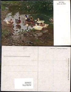 339694,Künstler Ak Ad. Lines Enten am Bach - Bild 1 von 1