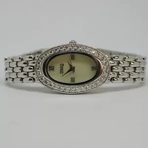 DMQ CZ Silver Tone Quartz Analog Women's Watch Sz. 7 1/2" New Battery - Picture 1 of 10