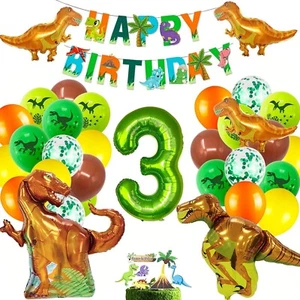 Dinosaur Party Foil Balloon Birthday Balloons Mylar Kids World Jurassic Latex 3 - Picture 1 of 6
