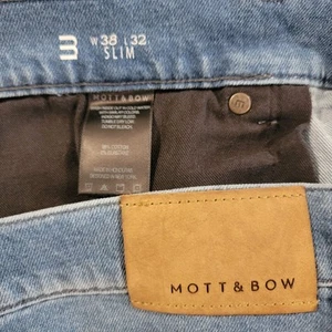 Mott And Bow Jeans Mens 38x32 Blue Straight Denim Medium Wash Stretch - Foto 1 di 6