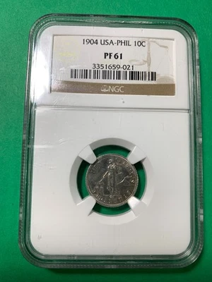US PHILIPPINES 1904 10 CENTAVOS PROOF NGC PF  61 - Image 1 of 4
