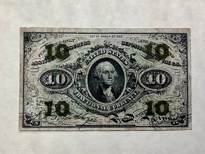 ~US FRACTIONAL CURRENCY 10 CENTS - THIRD ISSUE RED REVERSE - FR 1251 - Image 1 of 2