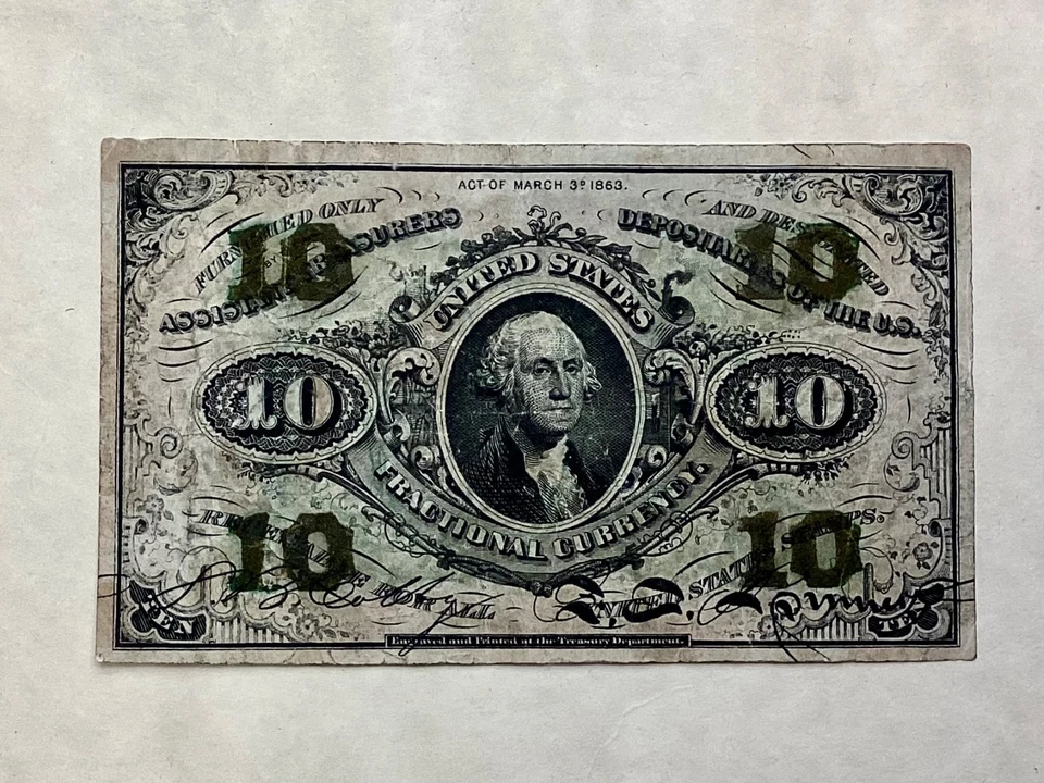 ~US FRACTIONAL CURRENCY 10 CENTS - THIRD ISSUE RED REVERSE - FR 1251 - Image 1 of 2