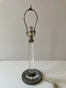 Vintage 1990s Robert Abbey Lucite Acrilic Cylinder Table Lamp Pewter Postmodern - Picture 1 of 12