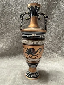 Vintage handgefertigte handbemalte Kupfer Vase Urne 7,5" Made Greece Mid Century Mod - Bild 1 von 9