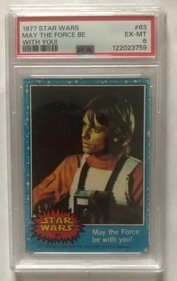 1977 TOPPS Star Wars Blue #63 - "May the Force Be With You" - PSA 6 - Skywalker - Image 1 of 2