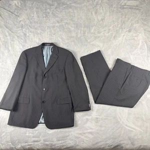 Hugo Boss Men's Black 3 Button Pinstripe 2Piece Suit Made in USA 42S Pants 34x30 - Picture 1 of 20