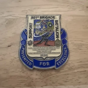 Original US Army 501 1st Brigade Support Battalion BSB Challenge Coin - Picture 1 of 13
