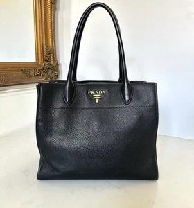 Prada Leather Vitello Daino Black Shoulder Bag RRP £1950 Authentic - Picture 1 of 24