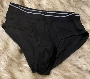 ASOS Herren schwarz Bikini Slip weiß Streifen Band Unterwäsche Größe Small neu ohne Etikett - Bild 1 von 3