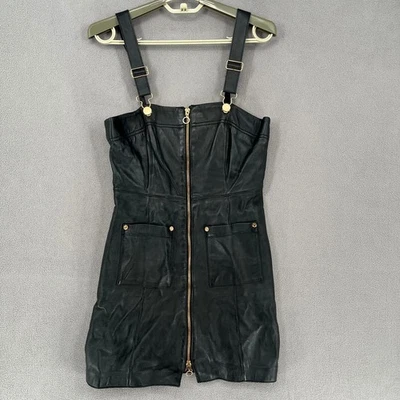 Vestido Alice McCall para mujer 8 mini bolsillos de cuero negro dorado mini cremallera Foto 1 de 4