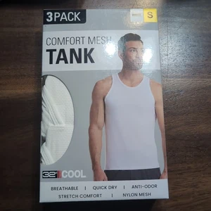 NEW!FAST SHIPPING Men's 3-Pack Comfort Mesh Tank T-Shirt, White, Size S - Picture 1 of 3