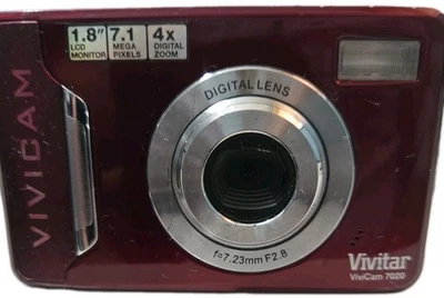 Vivitar Vivicam 7020 7.1MP Compact Digital Camera with Red LCD 1.8" Screen - Image 1 of 3