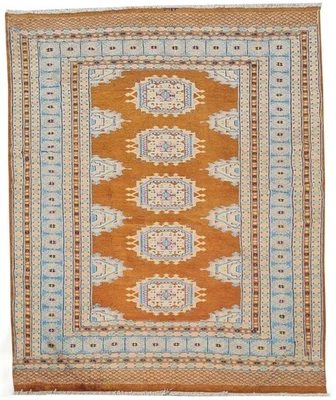 Alfombra de lana vintage paquistaní Bokhara Jhaldar anudada a mano 6 x 4 pies (929 Ger4) Foto 1 de 4