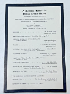 1971 Bill W Alcoholics Anonymous Memorial Funeral Program Trinity Pittsburgh 47 - Picture 1 of 2