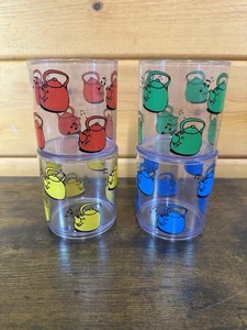 Set of 4x Vintage Whistling Teapot themed Picnic Cups British Made - Picture 1 of 8