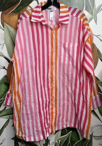 Camisa Top BEACH RIOT Alexa Atardecer Rayas Botón Delantero Gran Tamaño Cubierta L/XL - Imagen 1 de 5