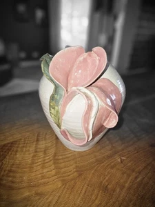 Jana Kozon Kausalik Kunstkeramik Vase mit applizierter 3D Blume 1991 signiert - Bild 1 von 10