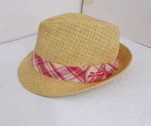 2014 Budweiser Fedora Papier Strohhut rot/weiß kariert Band - Bild 1 von 8