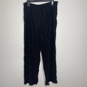 Eileen Fisher L Seidenhose schwarz Gummibund weites Bein Pull On - Bild 1 von 7