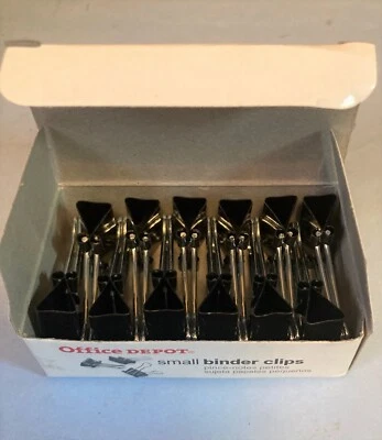 Clips de carpeta pequeños Office Depot capacidad 3/8", negro, 12 clips/caja NUEVO Foto 1 de 3