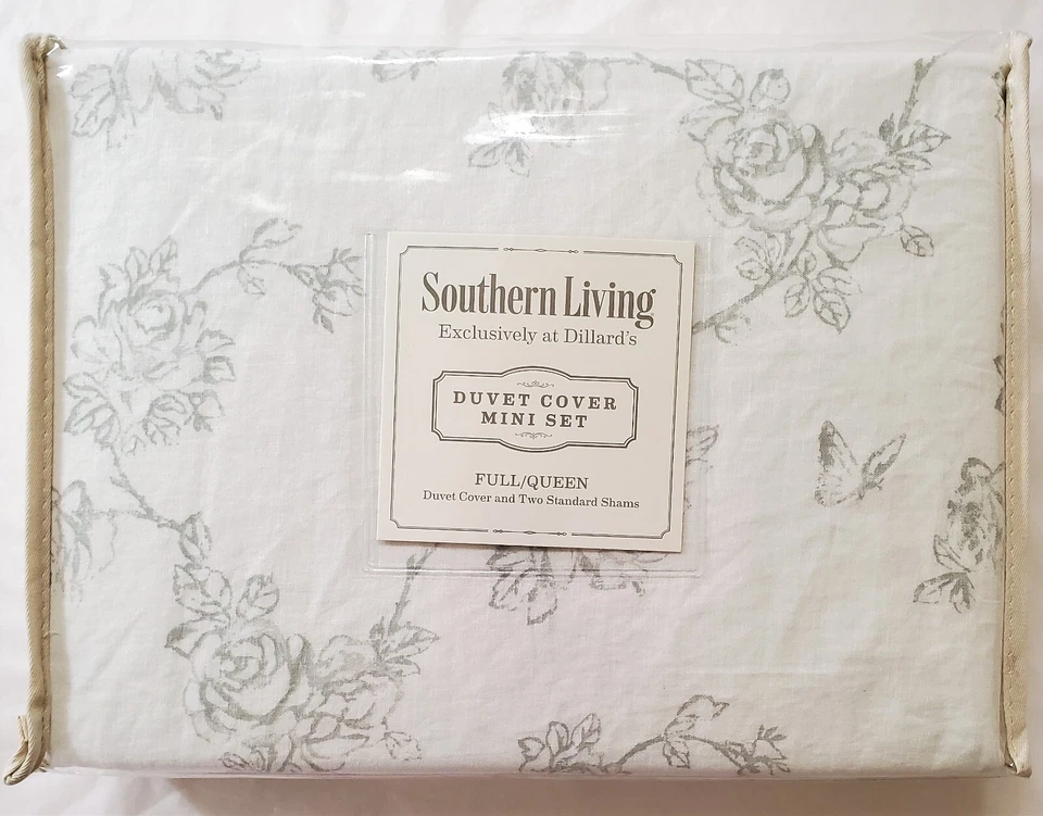 Juego de funda nórdica y fundas florales Queen Southern Living rosas grises románticas Blythe Foto 1 de 4