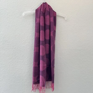 Charming Charlie 100% Wool Polka Dot Pink Purple Fringe Wrap Scarf - Picture 1 of 4