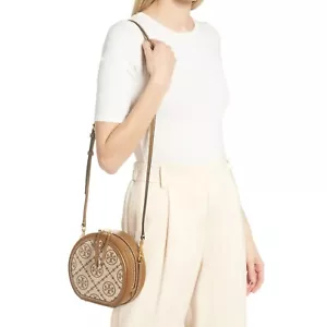Tory Burch T Monogram Jacquard Moon Crossbody Bag Brown - Picture 1 of 12