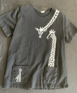 Vintage Cite Women’s Giraffe Short Sleeve T-Shirt With Pockets Size Medium - Picture 1 of 9