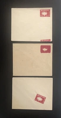 Бангладеш почтовые канцелярские товары конверты ошибка лилии воды цветы 3 различных разнообразие - Изображение 1 из 4