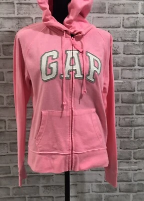 Gap полный молнии куртка с капюшоном вышитый логотип свет неоновый розовый Sz M осени 2012 - Изображение 1 из 4
