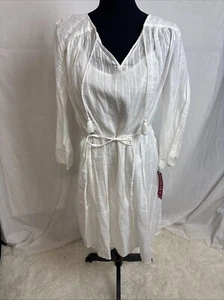 Merona Women's Sheath Wedding Sun Dress XL Ruffle Detail Linen Blend White - Picture 1 of 2