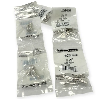 Tornillos de máquina Crown Bolt 61008 1/4 x 1/2" cabeza redonda Phillips aluminio, 520 piezas Foto 1 de 4