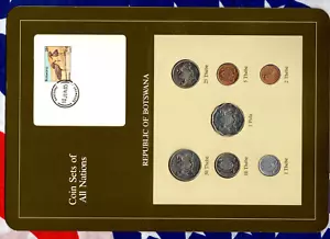 Coin Sets of All Nations Botswana wcard 1981 & 1984 UNC Birds Pula 2 Thebe 81 - Picture 1 of 2