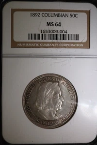 1892 Columbian Exposition Half Dollar NGC MS64, Slight Rainbow Tone, Beautiful!! - Picture 1 of 3