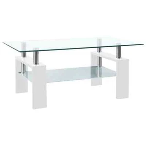 vidaXL Coffee Table White and Transparent 95x55x40 cm Tempered Glass HEE - Picture 1 of 6
