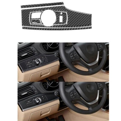 6PCs For BMW X3 F25 X4 F26 2011-2017 Carbon Fiber Lighting Control Cover Type B - Image 1 of 4